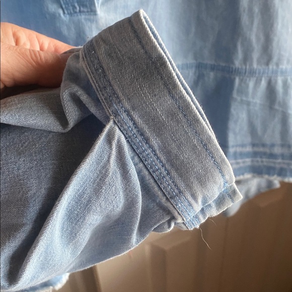 Free People NWT Jude 100% Cotton Denim Oversized Vneck Pullover small - Picture 8 of 14